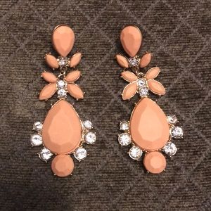 Peach and rhinestone drop earrings